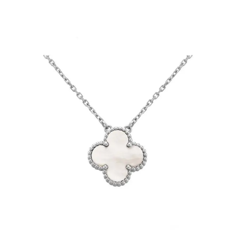 Collier Dina Trèfle argent/Blanc