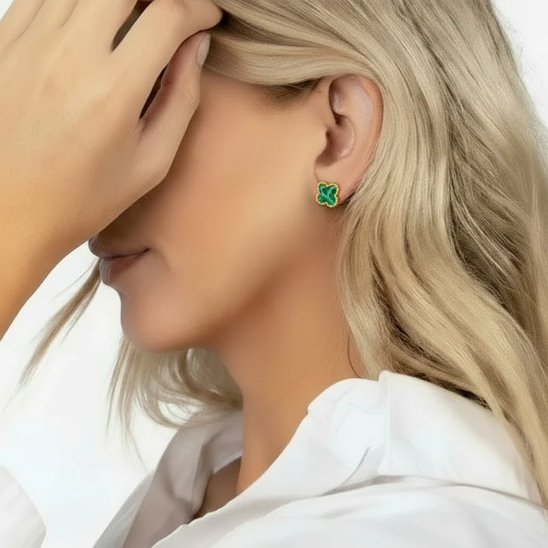 Boucles d'oreilles Celia Trèfle Vert