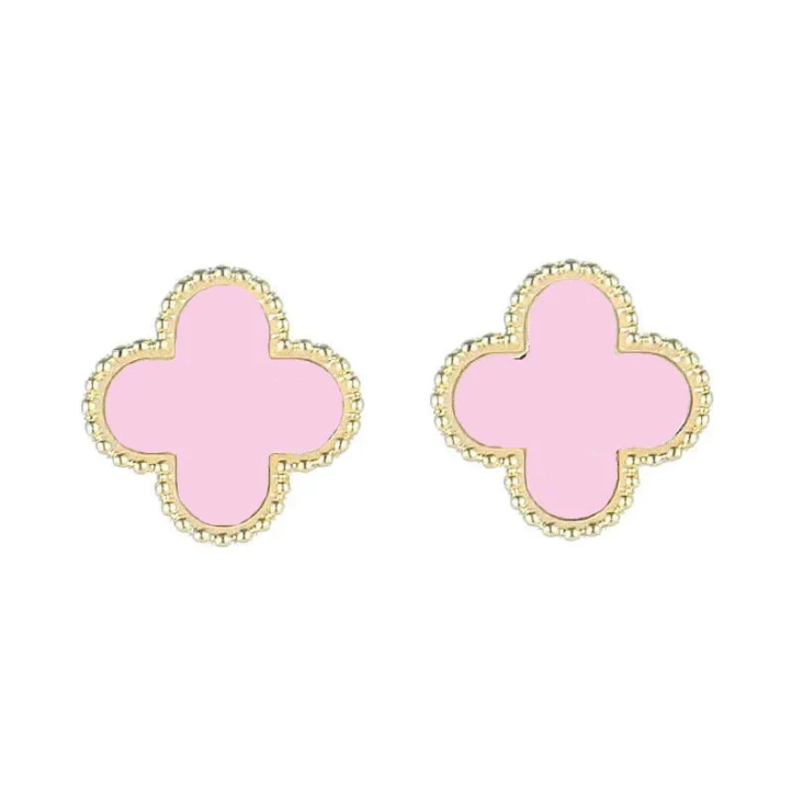 Boucles d'oreilles Rossana trèfle rose